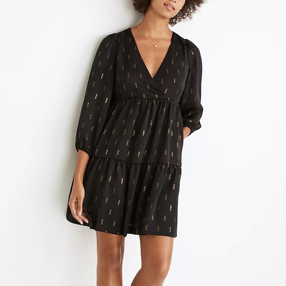 Madewell Metallic Jacquard Tiered Mini Dress - Picture 2 of 2